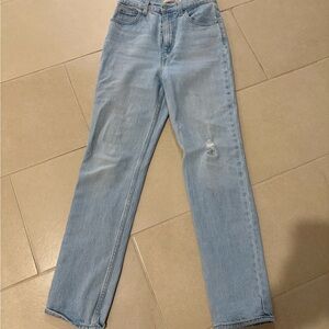 Levi's Premium '70s High Slim Straight Jeans Light Wash Size 26 Big E 30 inseam